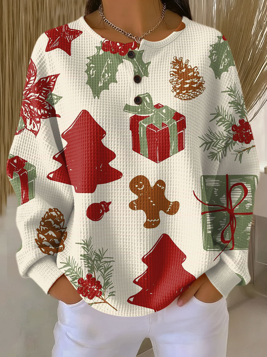 Women's Colour Block Patchwork Sweater in Style 13 - alternate angle showing fit and fabric detail