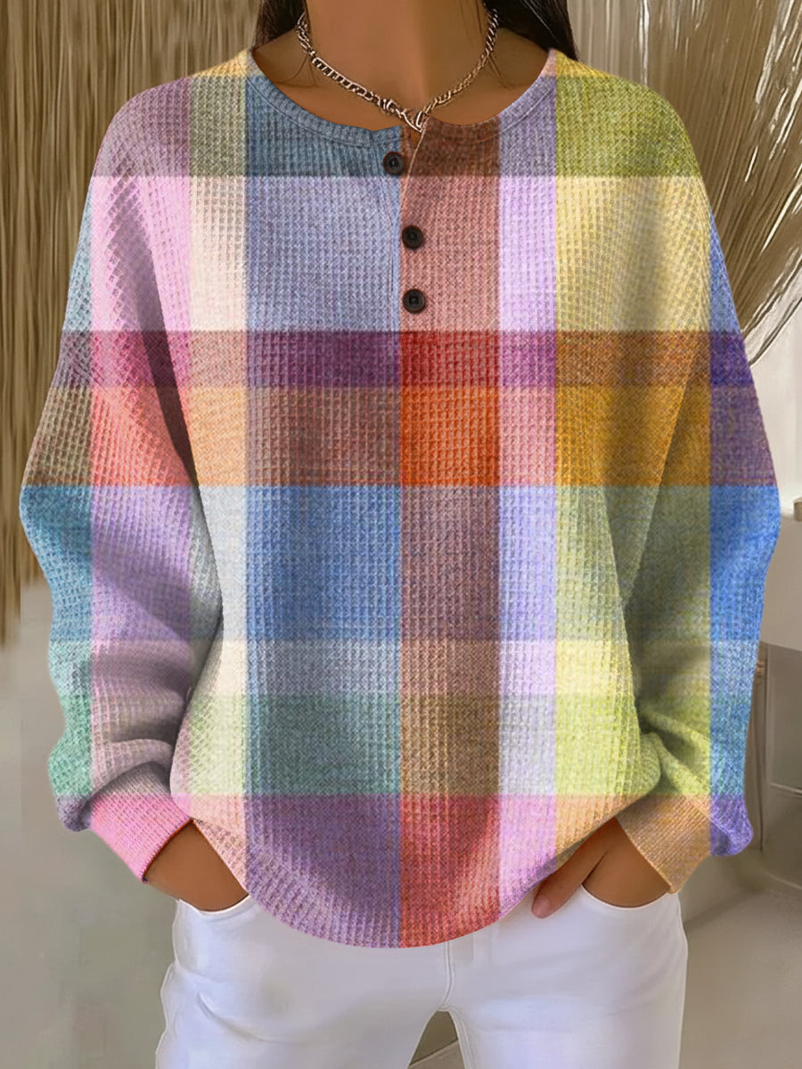 Women's Colour Block Patchwork Sweater in Style 9 - front view
