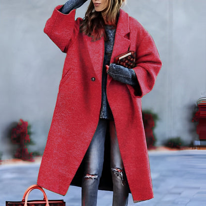 Women's Oversized Long Coat in Red - front view