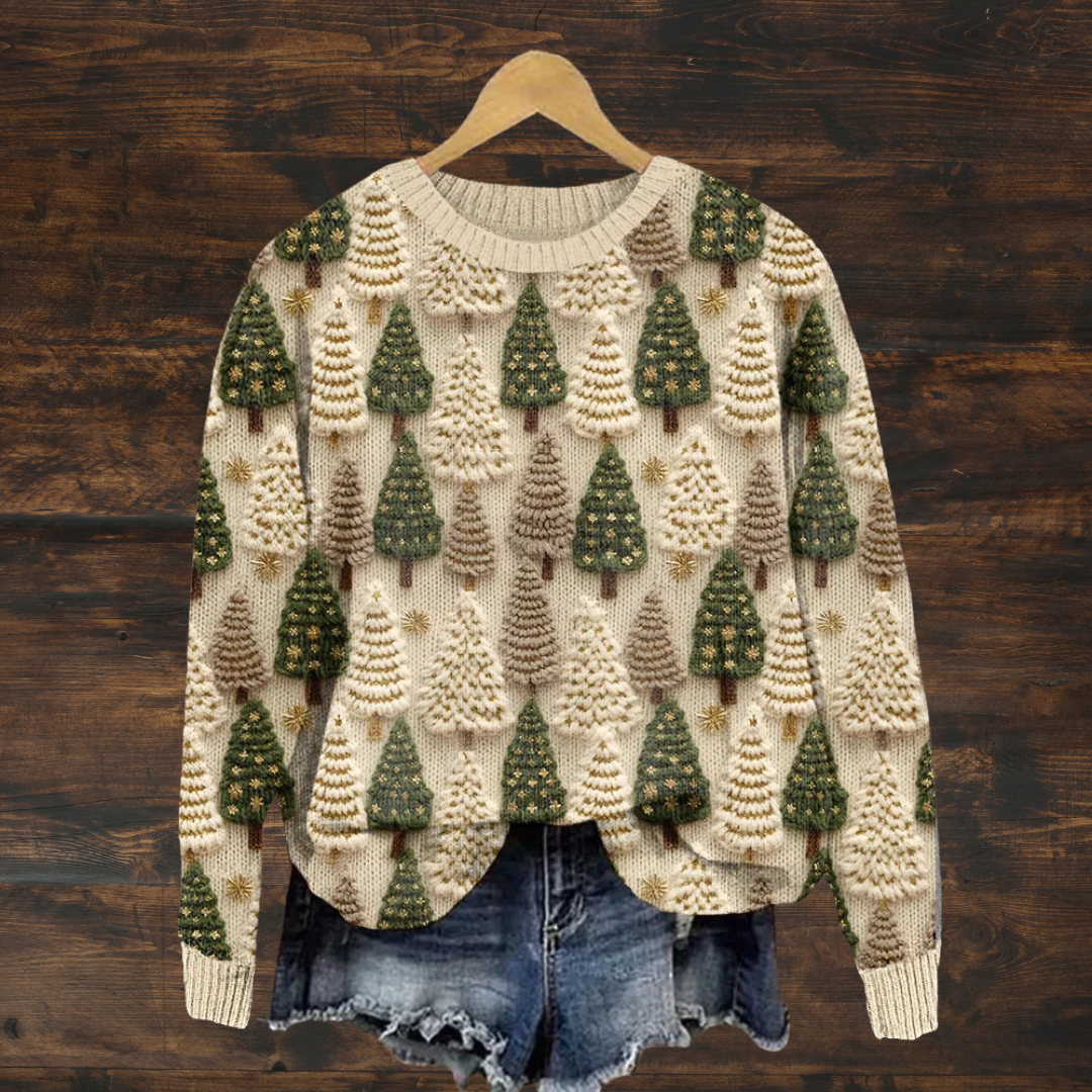 Women's Christmas Tree Print Sweater - main view
