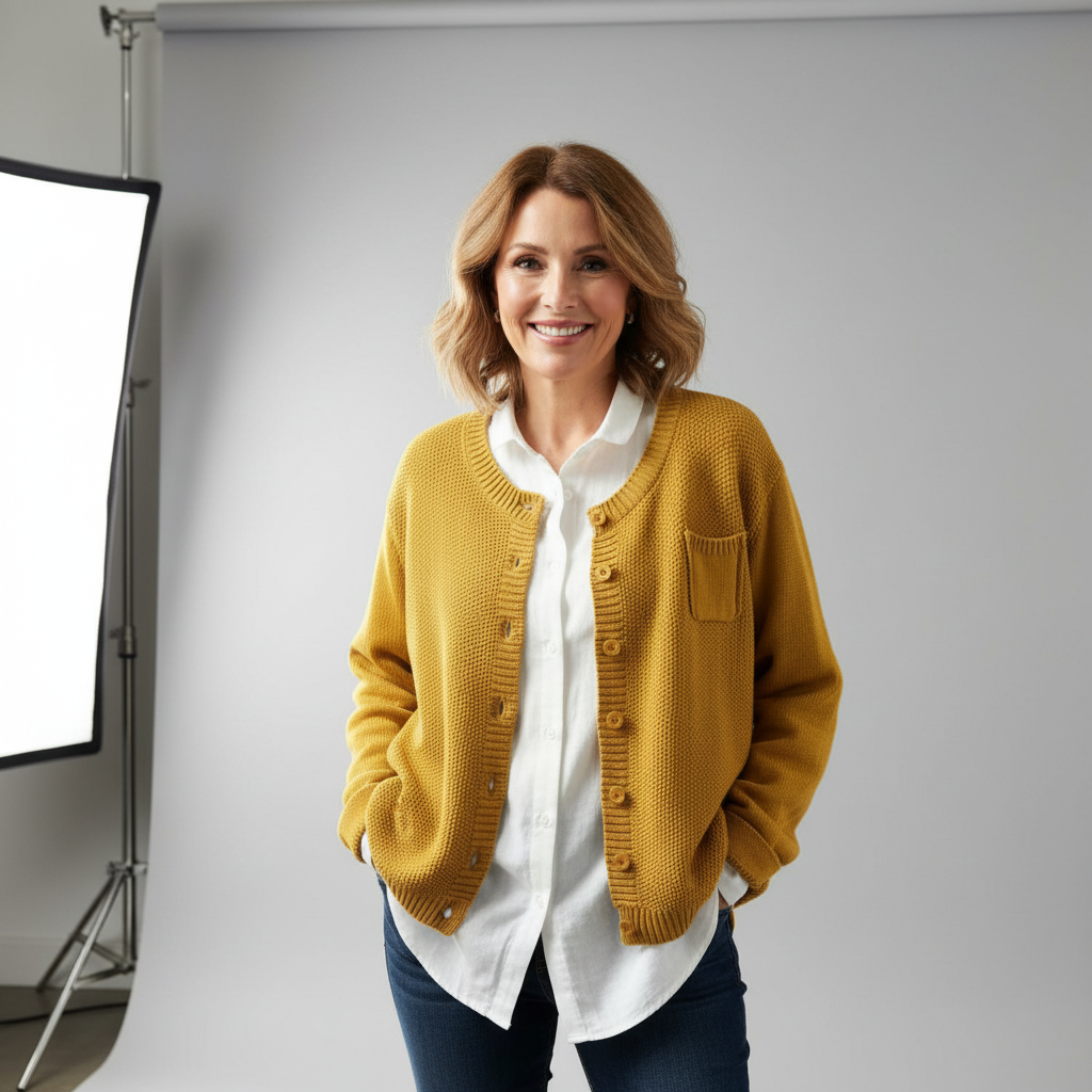 Women's Fluffy Button Cardigan - main view