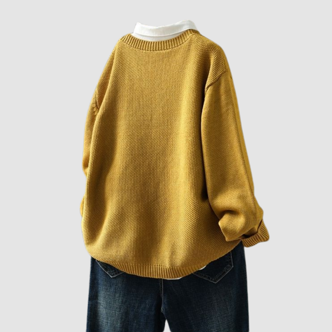 Women's Fluffy Button Cardigan in Yellow - alternate angle showing fit and fabric detail