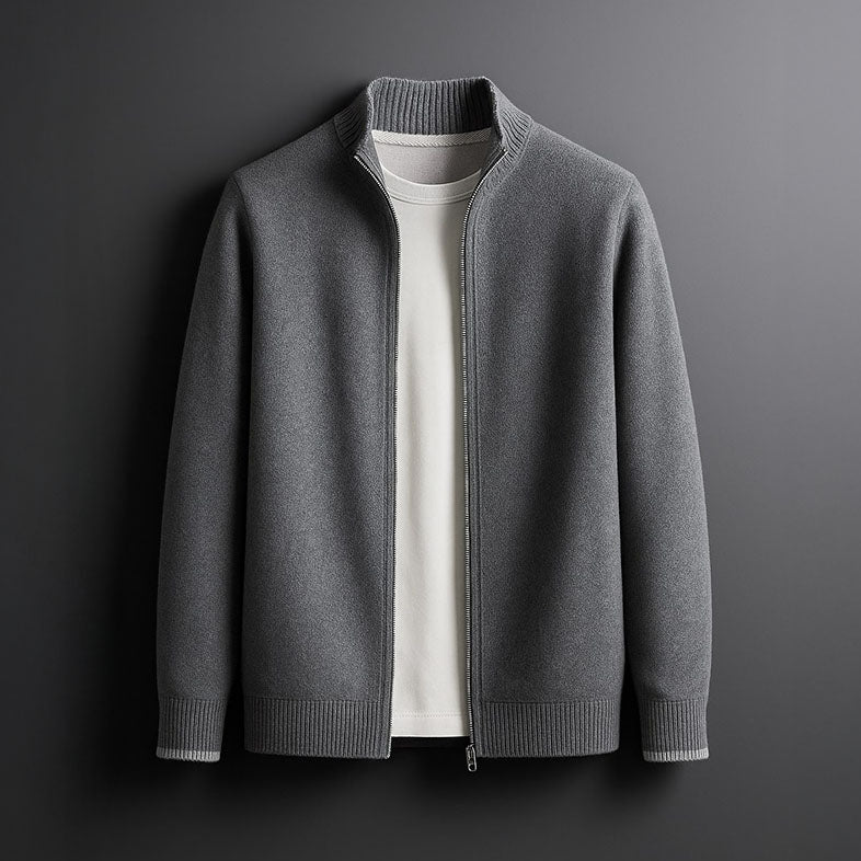 Men's Full-Zip Knit Jacket in Grey - front view