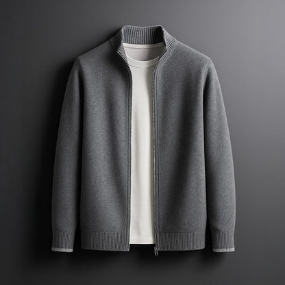 Men's Full-Zip Knit Jacket in Grey - front view