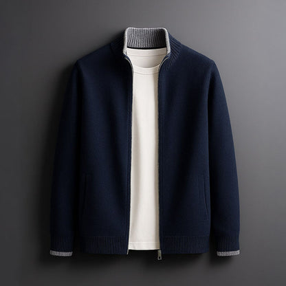 Men's Full-Zip Knit Jacket in Blue - front view